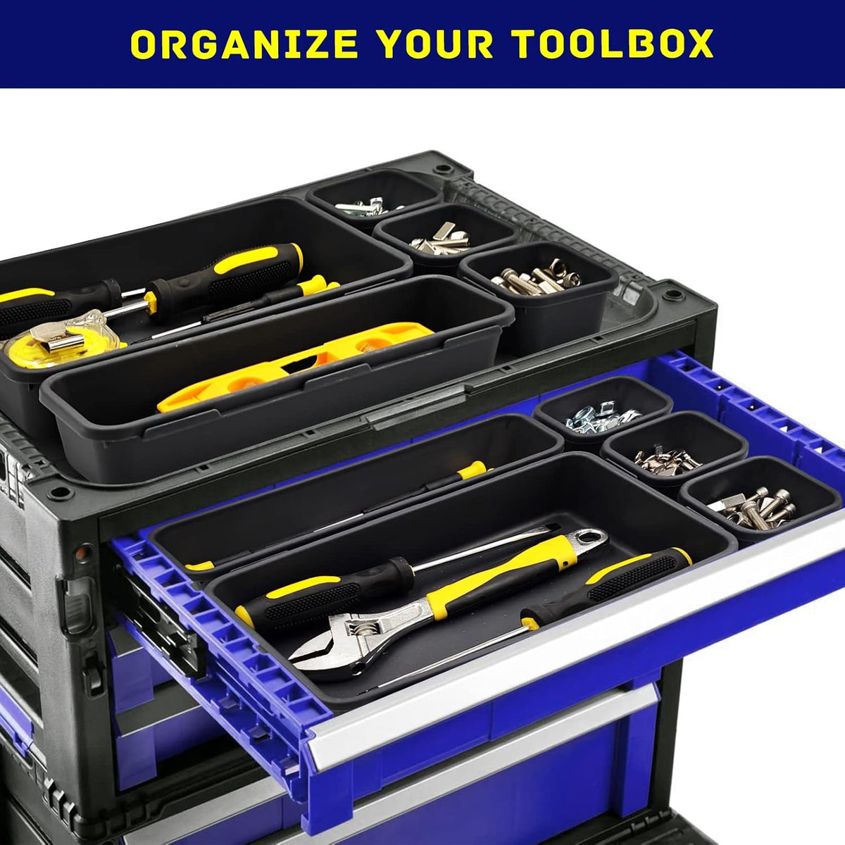 Tool Box Organizer, Tool Drawer Organizer Tray Divider, Toolbox Organization, Garage Tool Organizers and Storage, Tool Box Accessories for Rolling Tool Chest Cabinet (47PCS)