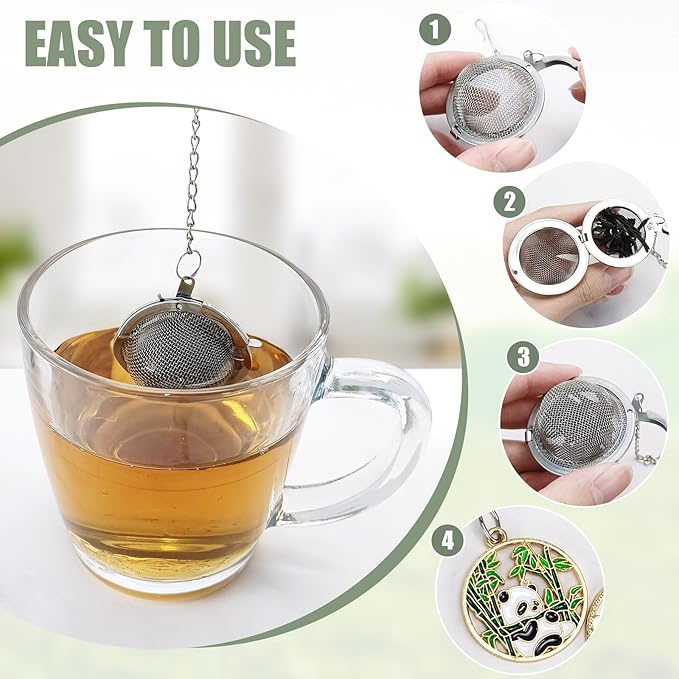 2Pcs Stainless Steel Mesh Tea Infuser, 2.1 inch Tea Ball with Panda Pendant,Tea Strainer Tea Diffuser Tea Steeper for Filtering Tea,Tea Infusers for Loose Tea (Panda, 2PC)