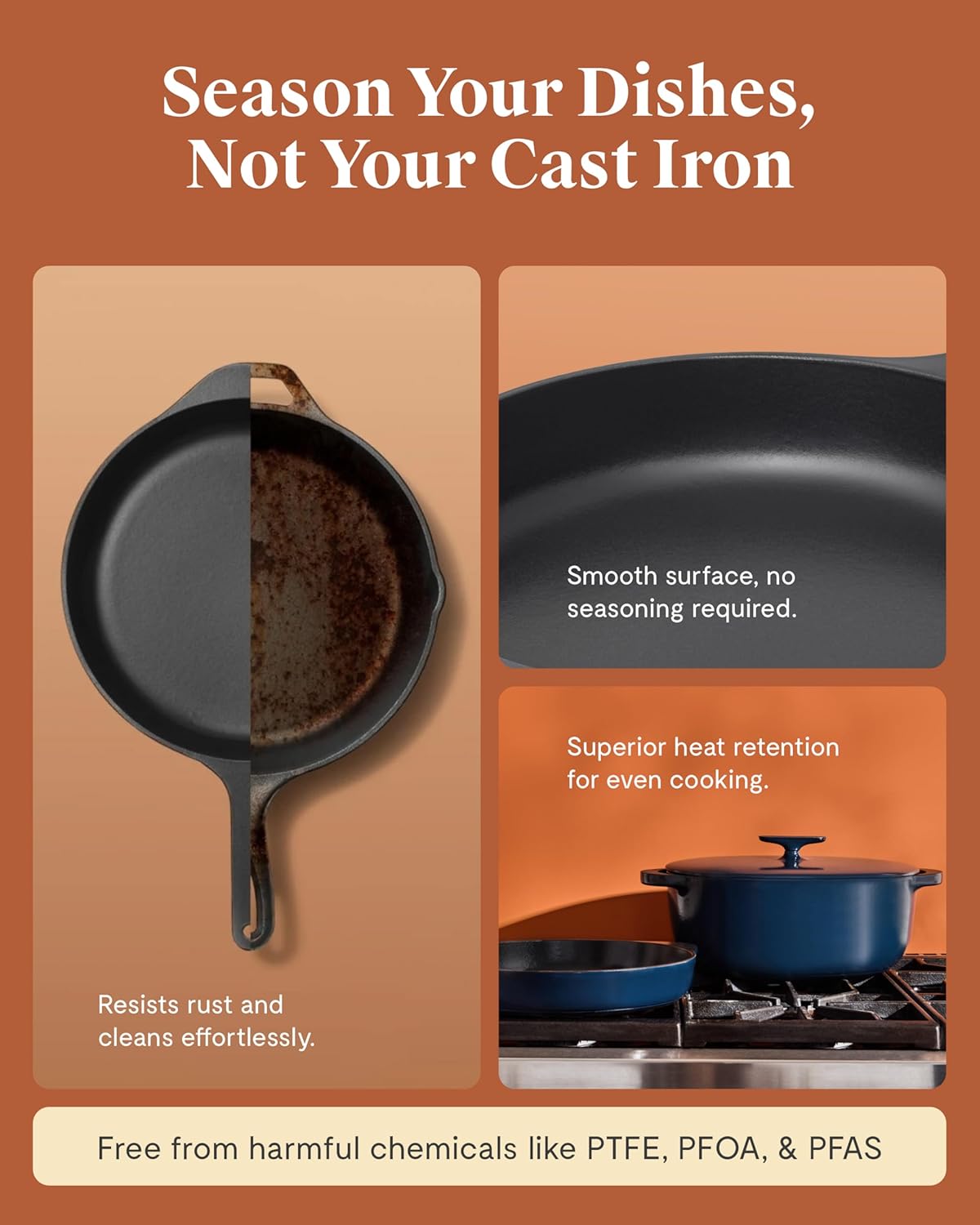 Caraway Enameled Cast Iron Dutch Oven - 8qt Dutch Oven With Lid - 3 Layer Enamel Coating - No Seasoning Required - Compatible With All Stovetops - Oven Safe - No Forever Chemicals - Charcoal
