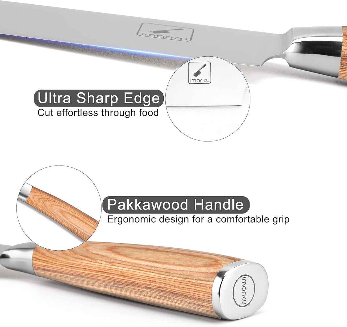 imarku Chef Knife - Pro Kitchen Knife 8 Inch Chef's Knives Japanese SUS440A Stainless Steel Sharp Paring Knife with Ergonomic Handle, Golden handle, Best Gifts for Men and Women
