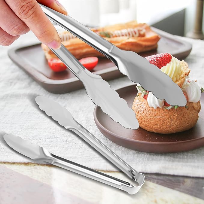 8 Pack Serving Tongs XEVOM Kitchen Tongs,Buffet Tongs, Stainless Steel Food Tong Serving Tong,small tongs (7inch)