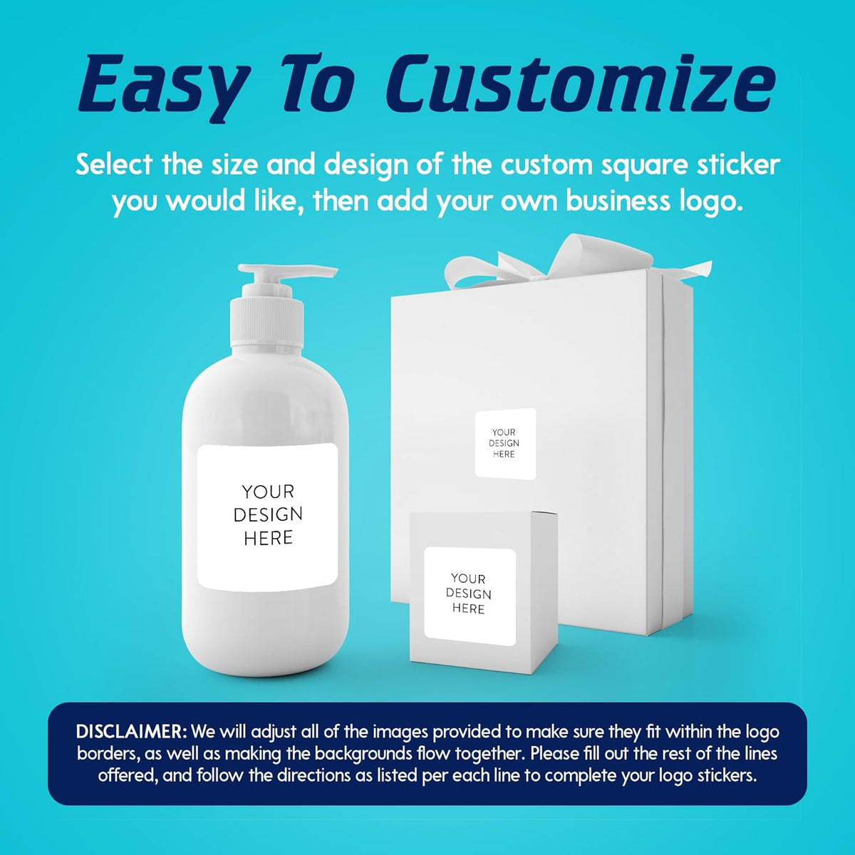 5-1000 Custom Vinyl Stickers - Upload Your own Image, Text, Design, Logo - Personalized Logo Labels for Handmade, Packaging, Bottle, Jars, Candle, Brand Stickers (White, 2x2 Square)