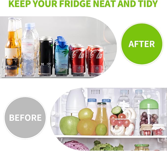 Coanto Drink Organizer for Fridge, Soda Can Dispenser for Refrigerator, Automatic Self-Pushing Fridge Drink Dispenser Holds up to 30 Cans, 6 Row