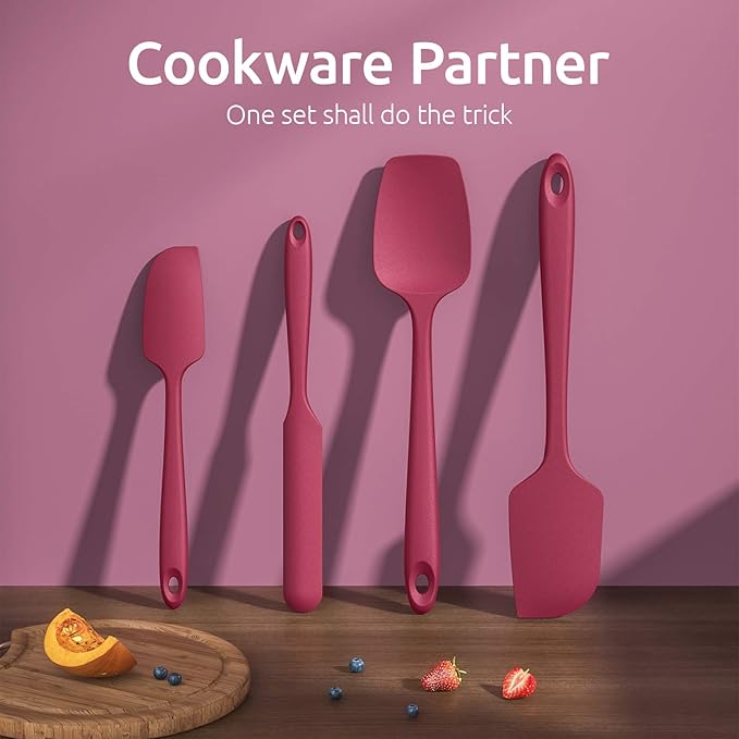U-Taste Silicone Spatula Set with 480 Degrees Fahrenheit Heat Resistant (Red)