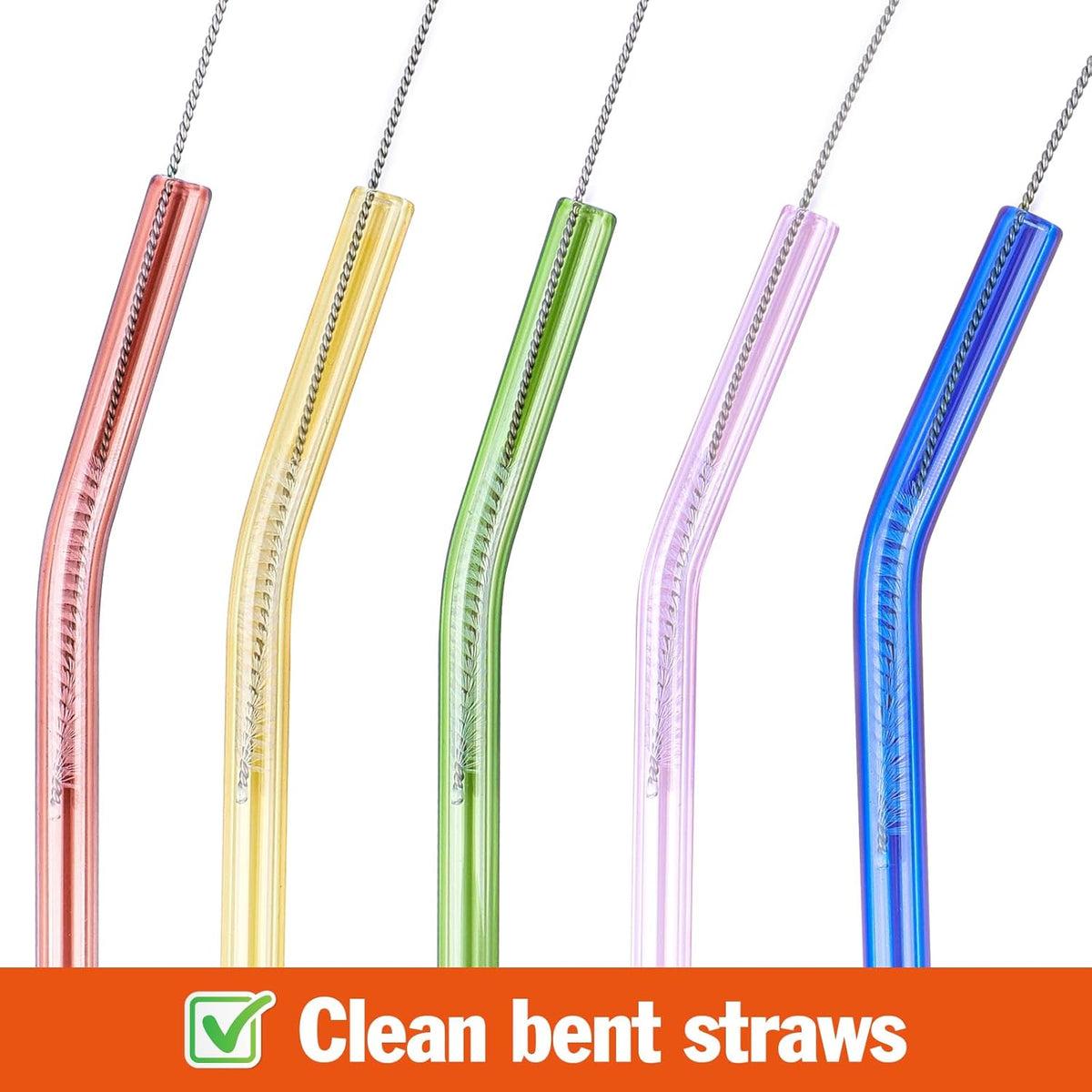 AZEN 15 Pack Straw Cleaner Brush Set, 12 inch Extra Long, 5 Different Diameters Reusable Cleaning Brush for Sippy Cup, Water Bottle and Tubes