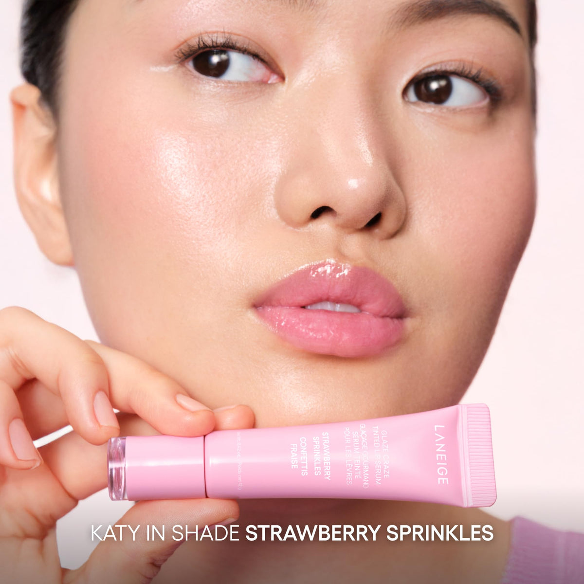LANEIGE Glaze Craze Tinted Lip Serum, Strawberry Sprinkles: Hydrating Serum for Glossy,Nourished Lips with Plumping Polypeptides,0.42 oz