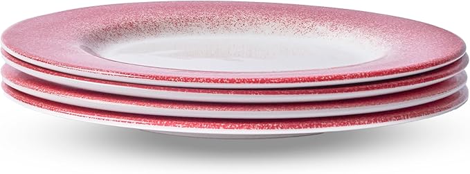 Portmeirion Potter's Mist Dinner Plate (Set of 4) - 8" Earthenware Plates with Classic Mist Rim - Microwave, Dishwasher, Freezer, Oven Safe - Ideal Modern Dinnerware Set (Red Mist)