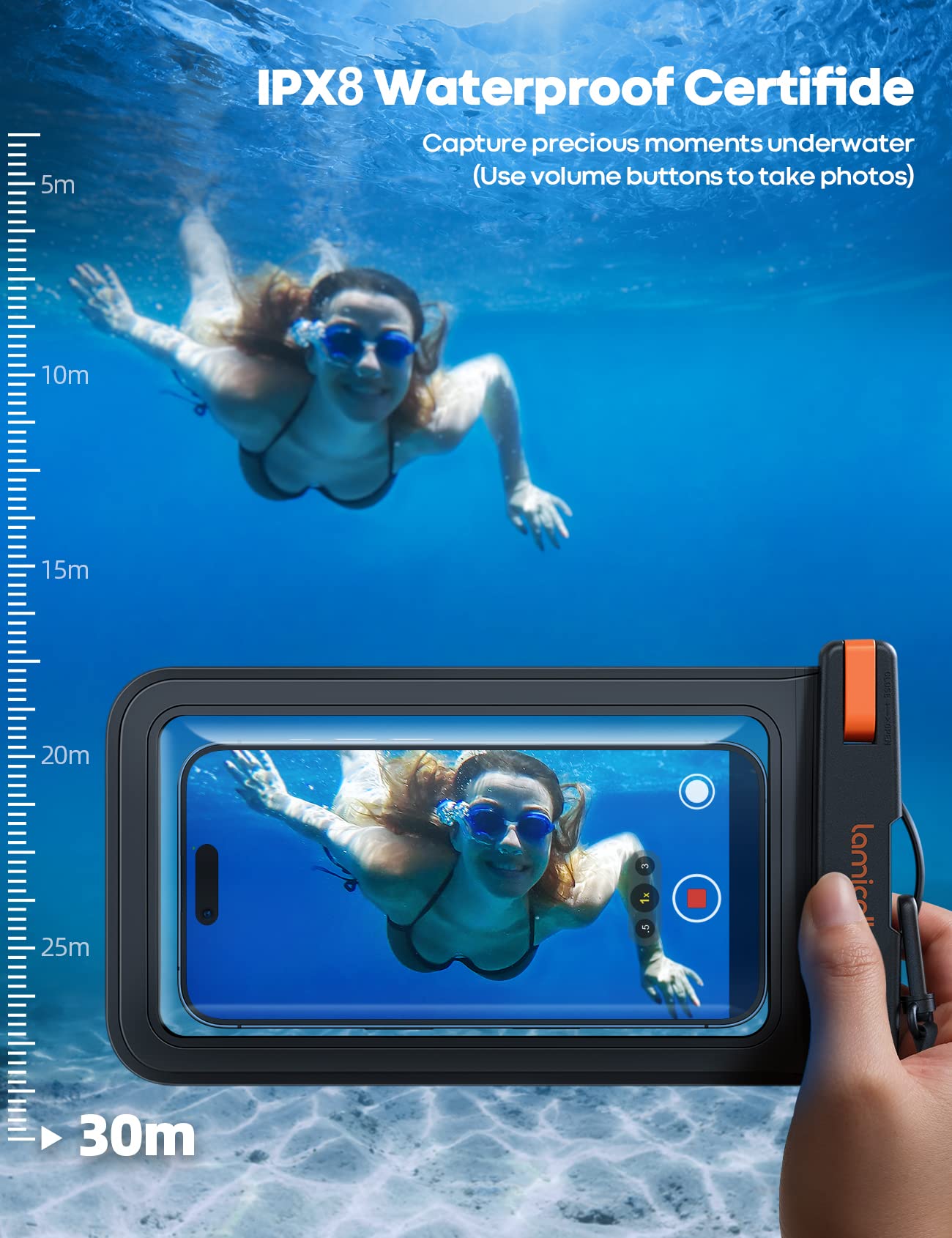 Lamicall Large Size Waterproof Phone Pouch, [2 Pack][ Big Case Friendly ]