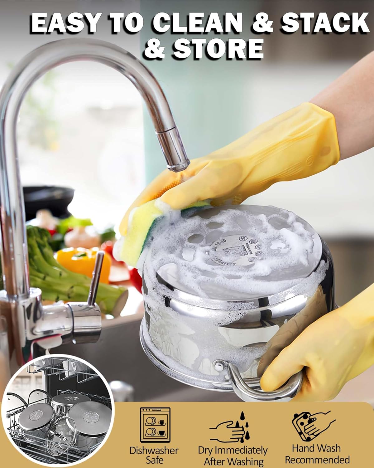 Cook N Home 5.5-Quart Sauce Pot Stainless Steel Stockpot with Glass Lid, Basics Saucier Casserole Stock Pot