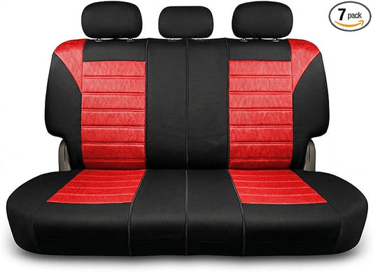FH Group Automotive Car Seat Covers Rear Set Premium 3D Air Mesh Seat Covers, Airbag Compatible and Split Bench Cover Universal Fit Interior Accessories for Cars Trucks and SUVs - Red