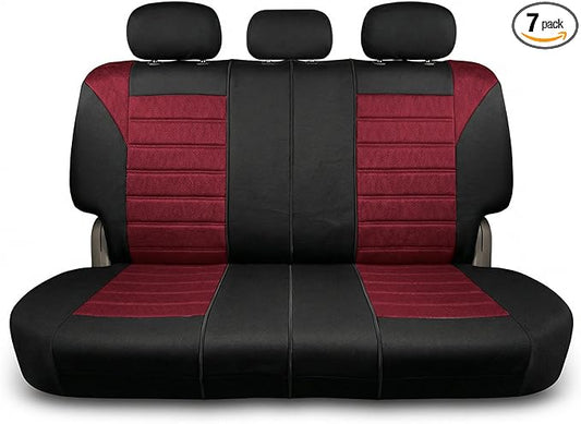 FH Group Automotive Car Seat Covers Rear Set Premium 3D Air Mesh Seat Covers, Airbag Compatible and Split Bench Cover Universal Fit Interior Accessories for Cars Trucks and SUVs - Burgundy
