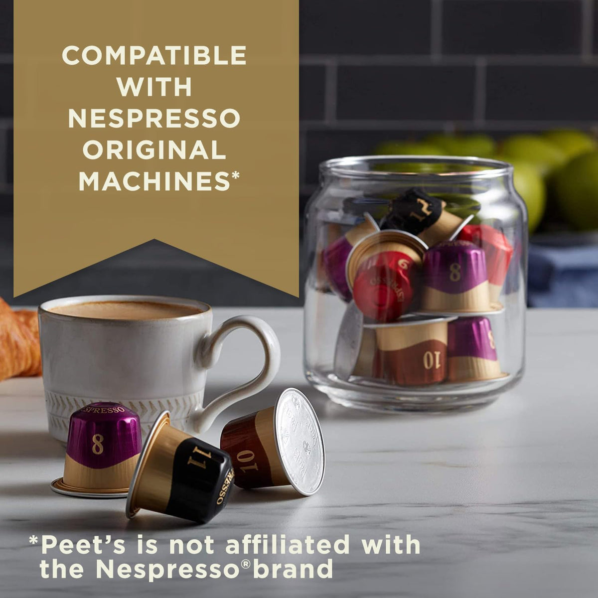 Peet's Coffee, Medium Roast Espresso Capsules Variety Pack, Compatible with Nespresso Original Machine - Intensity 8-9, 40 Count (4 Boxes of 10 Espresso Capsules)