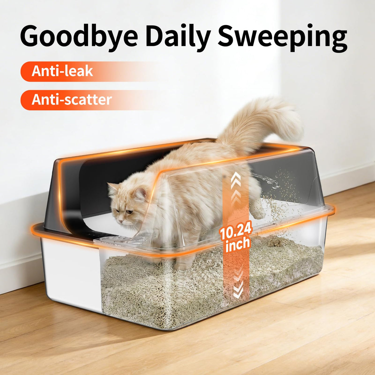 Tevila 2 Pack XL Stainless Steel Litter Box with High Sides for Large Cat