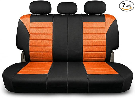 FH Group Automotive Car Seat Covers Rear Set Premium 3D Air Mesh Seat Covers, Airbag Compatible and Split Bench Cover Universal Fit Interior Accessories for Cars Trucks and SUVs - Orange