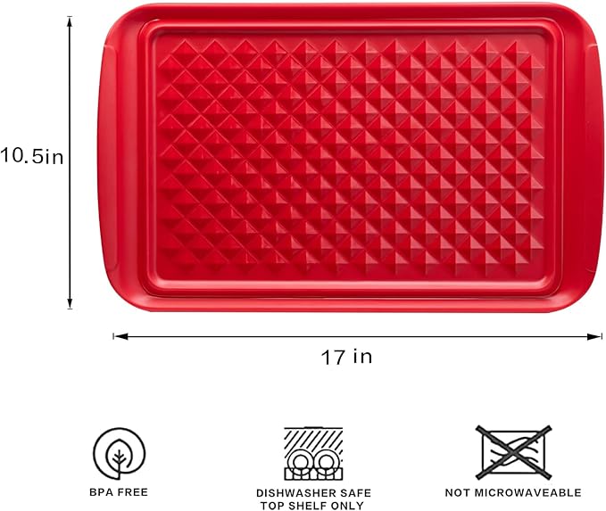 LEHAHA Grilling Prep and Serve Trays, BBQ Serving Platter, Melamine Serving Trays for Food, Set of 2, Great Gift for Father's Day, BBQ Lovers, Prefect for Chrismas Festival and Everyday use.