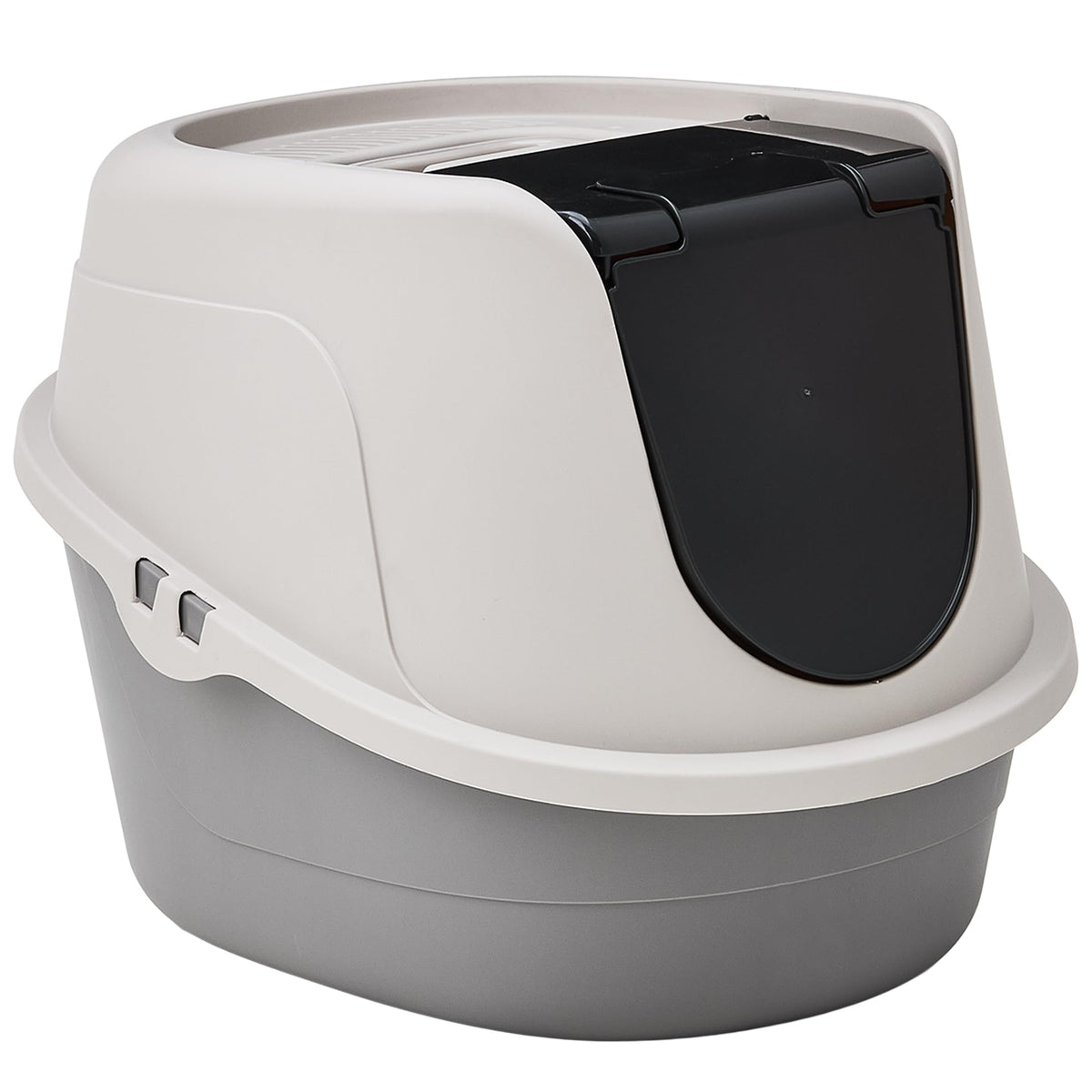 Amazon Basics No-Mess Hooded Enclosed Cat Litter Box with Odor Control and Swinging Door, Standard, 21" x 16" x 15", Multicolor