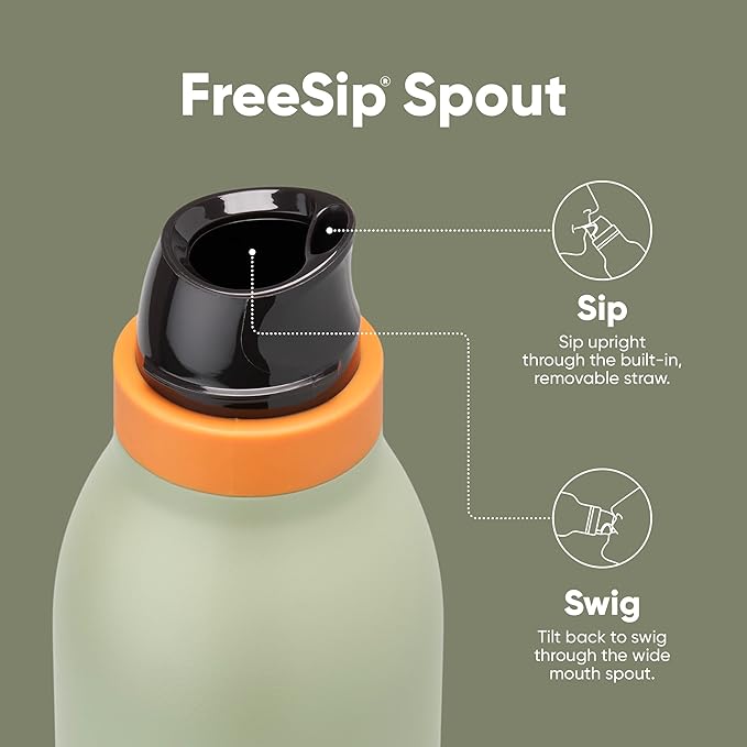 Owala FreeSip Twist Insulated Stainless Steel Water Bottle with Straw for Sports and Travel, BPA-Free, 18-oz, Blue/Green (Camo Cool)