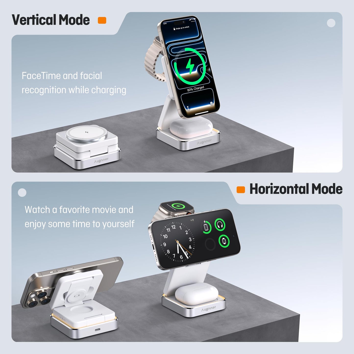 Foldable 15W Wireless Charging Station for iPhone Apple Watch Airpods