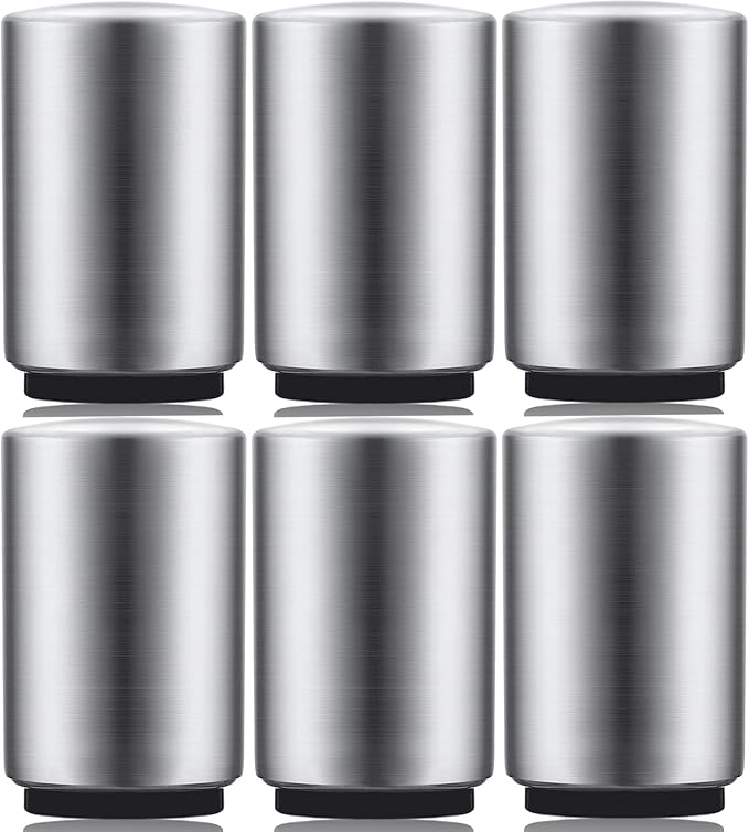 6 Pack Premium Beer Bottle Opener (Silver), Automatic Bottle Openers, Stainless Steel Push Down Beer Opener, No Damage to Bottle Cap, Portable Pop the Top Bottle Opener for Home Bars Camping Party