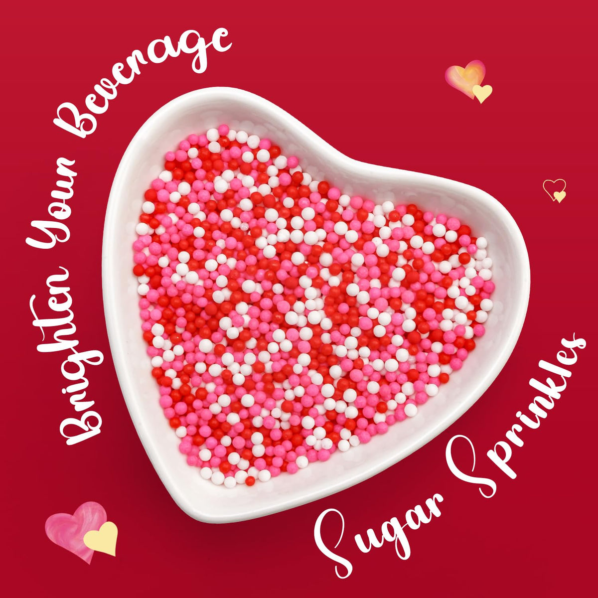 Pink Nonpareils Sprinkles, Edible Sprinkles For Cake Decorating, Pink Red and White Candy, 150g/5.29oz, Cupcake Topper, Cake Decoration, Mother's Day, Valentine's Day, Wedding Party Supplies