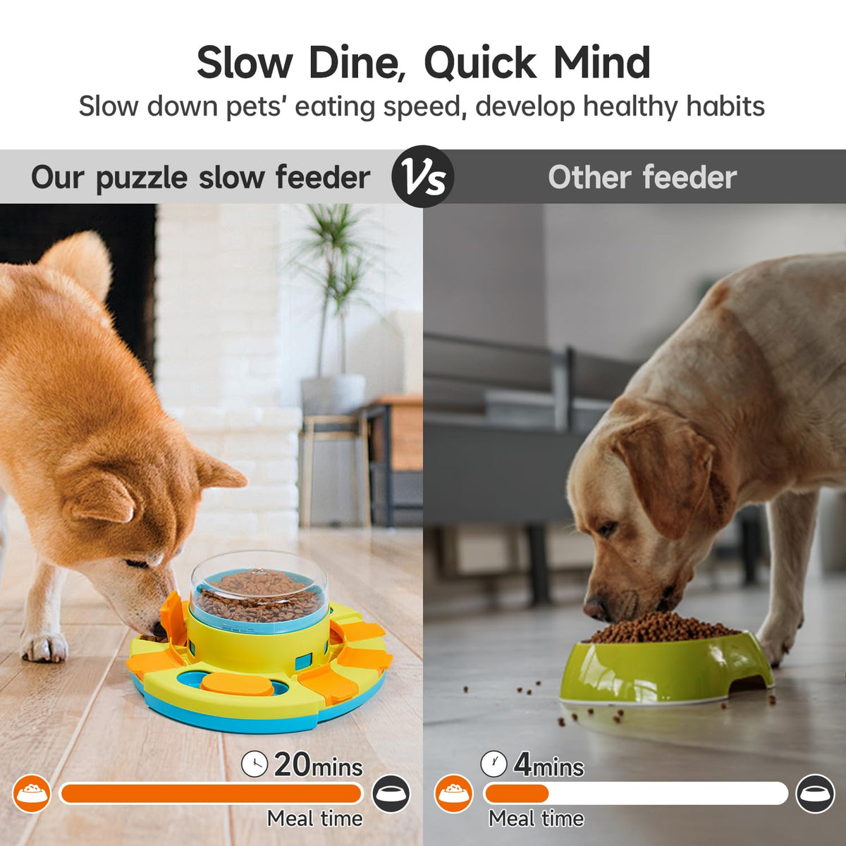 Potaroma Dog Puzzle Toy 2 Levels, Slow Feeder, Pup Food Treat Feeding Dispenser for IQ Training and Entertainment for All Breeds 4.2 Inch Height