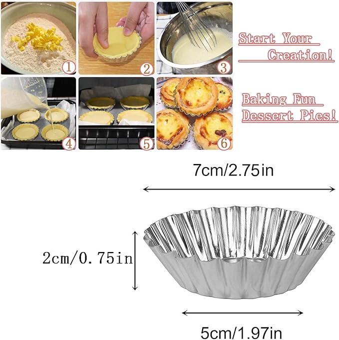 Egg Tart Molds 32Pack Tart Pan 2.75inch, Mini Tart Tins Aluminium Mini Tart Pans for Baking (32Pack-2.75inch)
