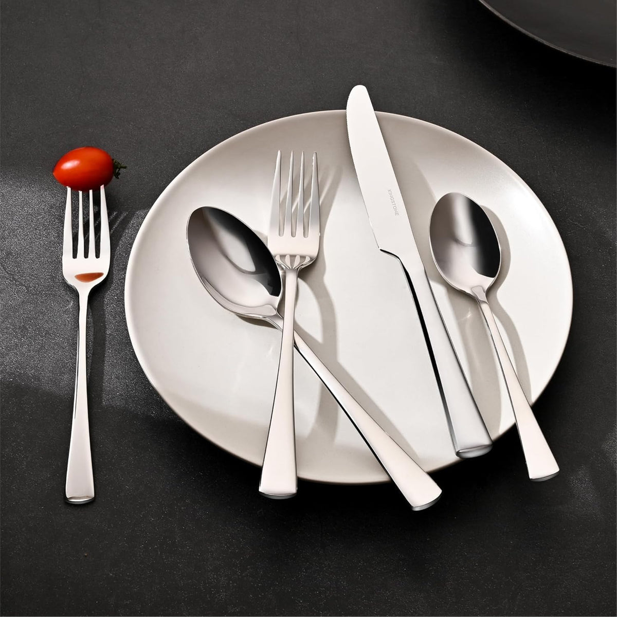 KINGSTONE 18/10 Stainless Steel Flatware, 10-Piece Forged Silverware Set for 2, Mirror Polished Cutlery Set Dishwaher Safe for Home, Restaurant, Wedding, Party