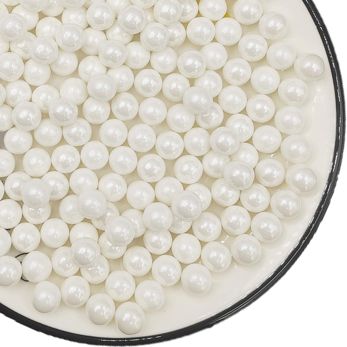 Edible White Pearl Sugar Sprinkles 4.23 oz, 10mm Candy Pearls Ideal for Baking, Cake and Cupcake Toppers, Cookie Decoration, Ice Cream Topping, Wedding Shower Valentines Halloween Christmas