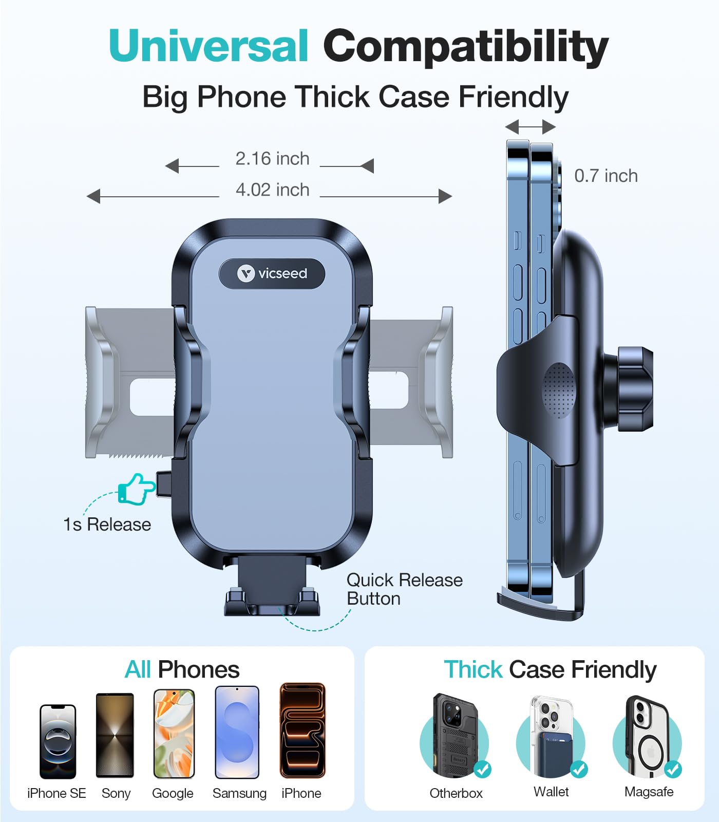 VICSEED [Upgrade Strongest Grip Car Vent Phone Mount, Phone Holder for Car