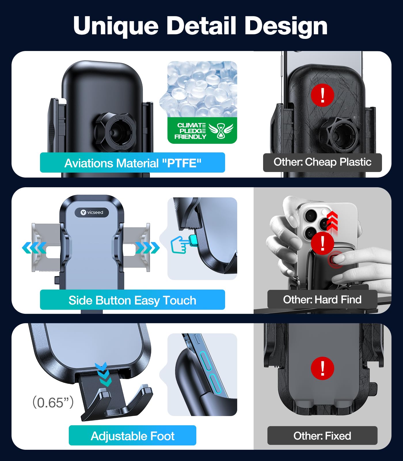 VICSEED [Upgrade Strongest Grip Car Vent Phone Mount, Phone Holder for Car