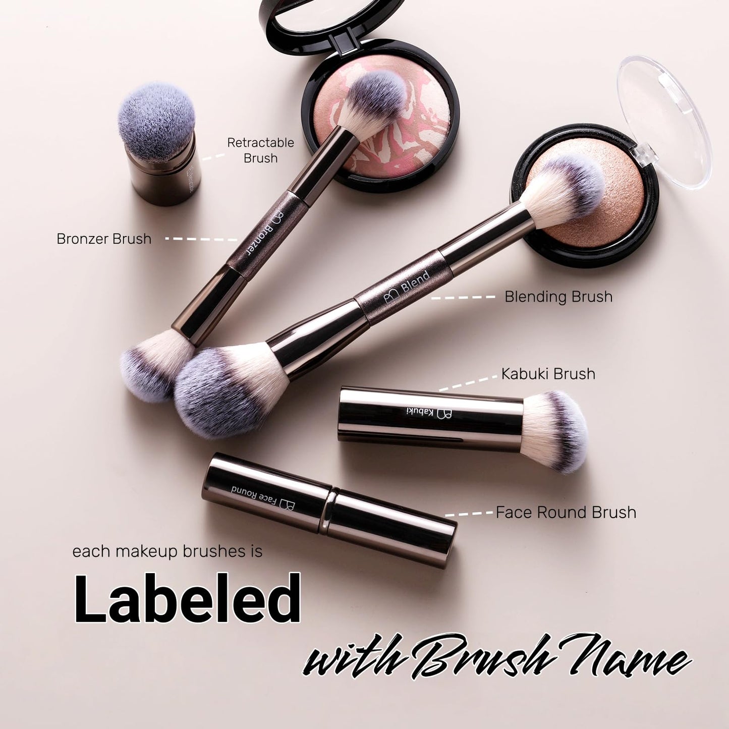 Professional Makeup Brush Set with Travel Case, 20 PCS Synthetic