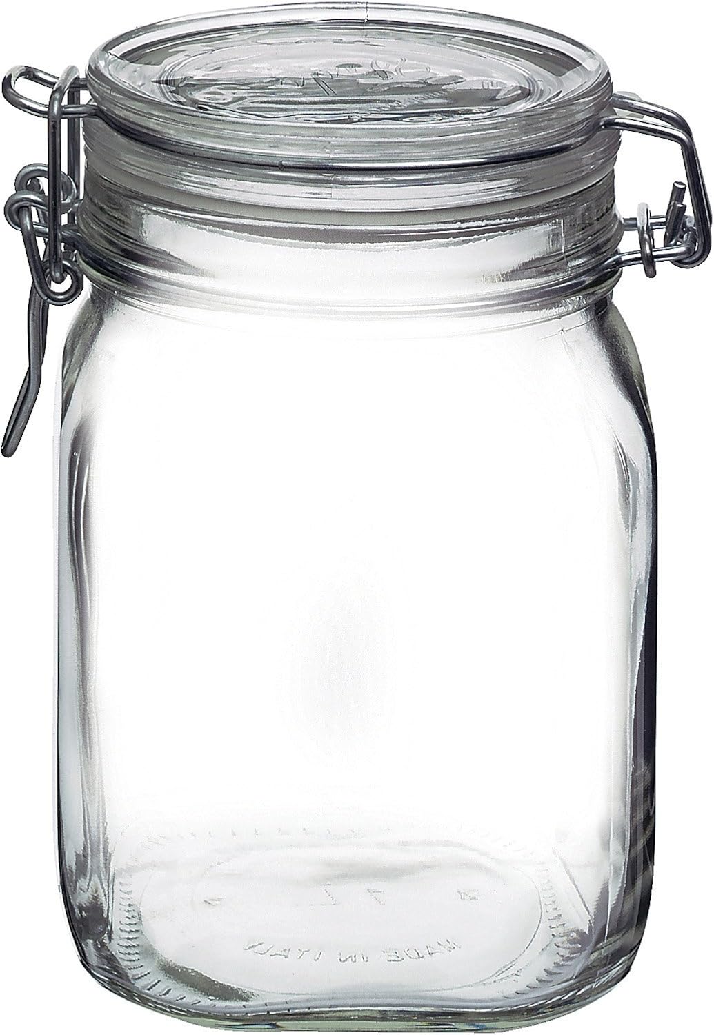 Bormioli Rocco Fido, 2 Pack, 33.75 Oz. Food Storage Glass Jars, Airtight Rubber Seal & Glass Lid, with Stainless Wire Clamp, Mason Jar, Made in Italy