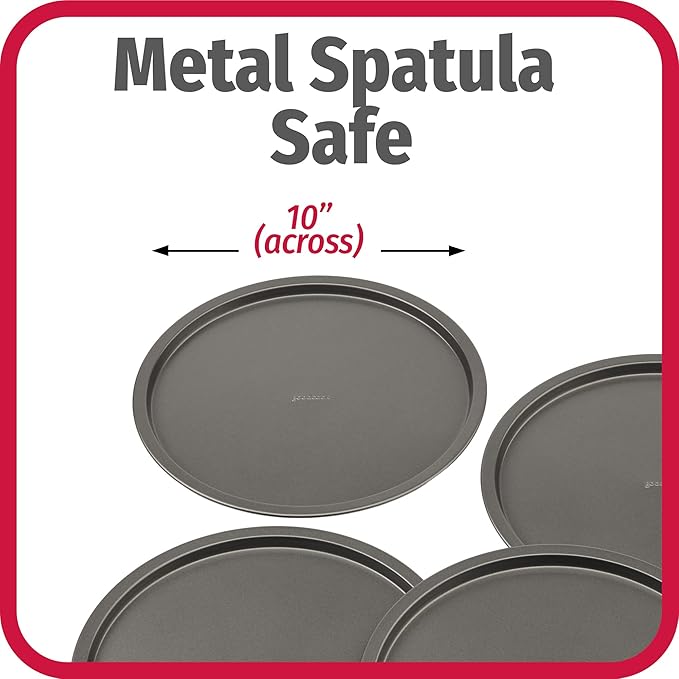 GoodCook Set of 4 Nonstick Steel 10 Inch Personal Pizza Pans Set, Gray