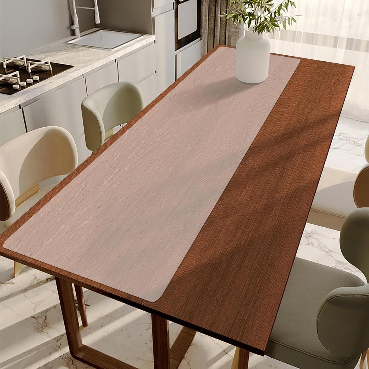 Large Silicone Mats for Kitchen Countertop, Heat-Resistant Placemats and Coasters to Protect Your Tabletop, Skin-Friendly Surface Counter Protector, Freely Cuttable (Translucent, 12" x 72" x 1.6mm)