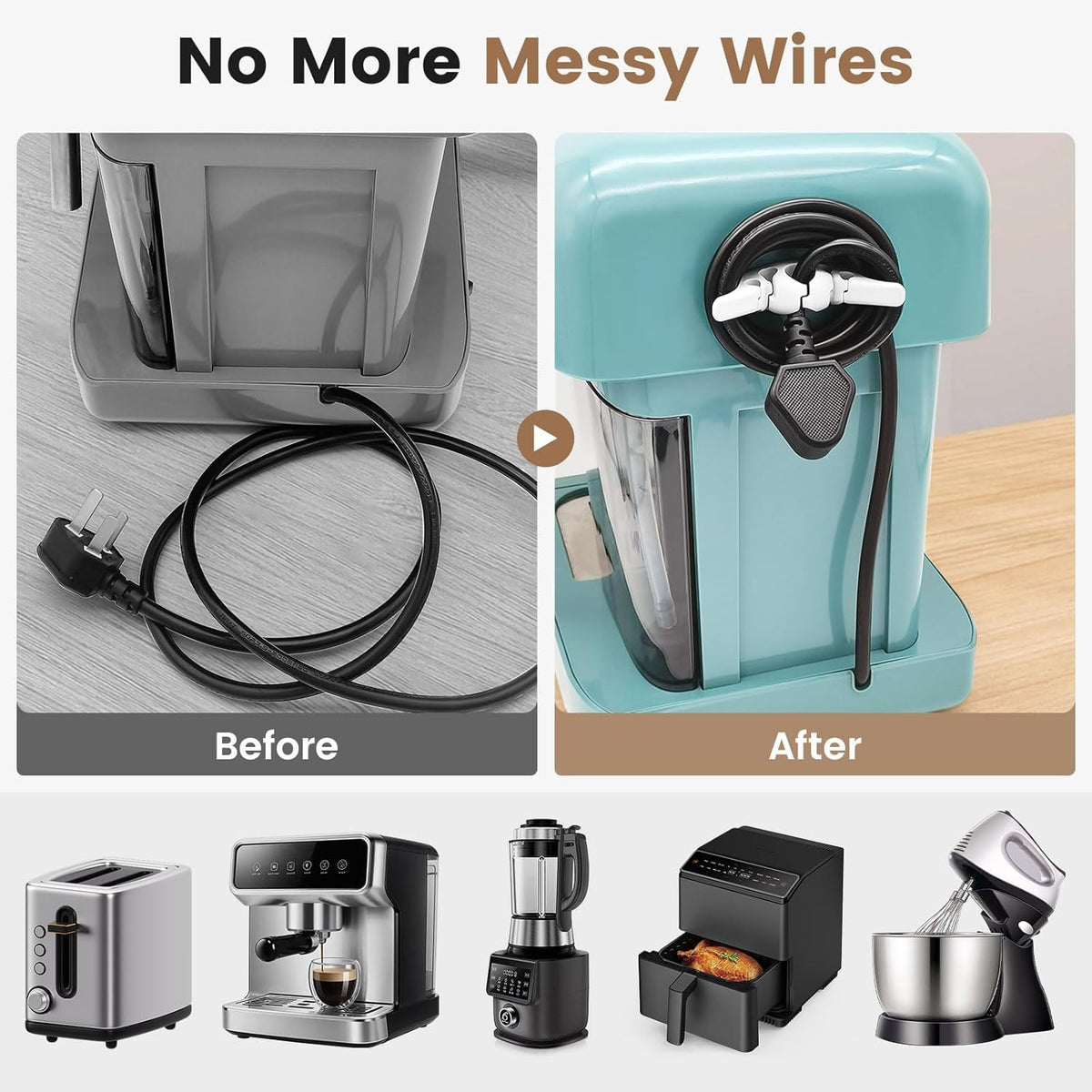 Cord Organizer for Appliances,Wire Organizers for Appliances, Kitchen Appliance Cord Organizer for Mixer,Blender,Coffee Maker,Pressure Cooker,Must-Have Kitchen Accessories for Daily Life（4 Packs）