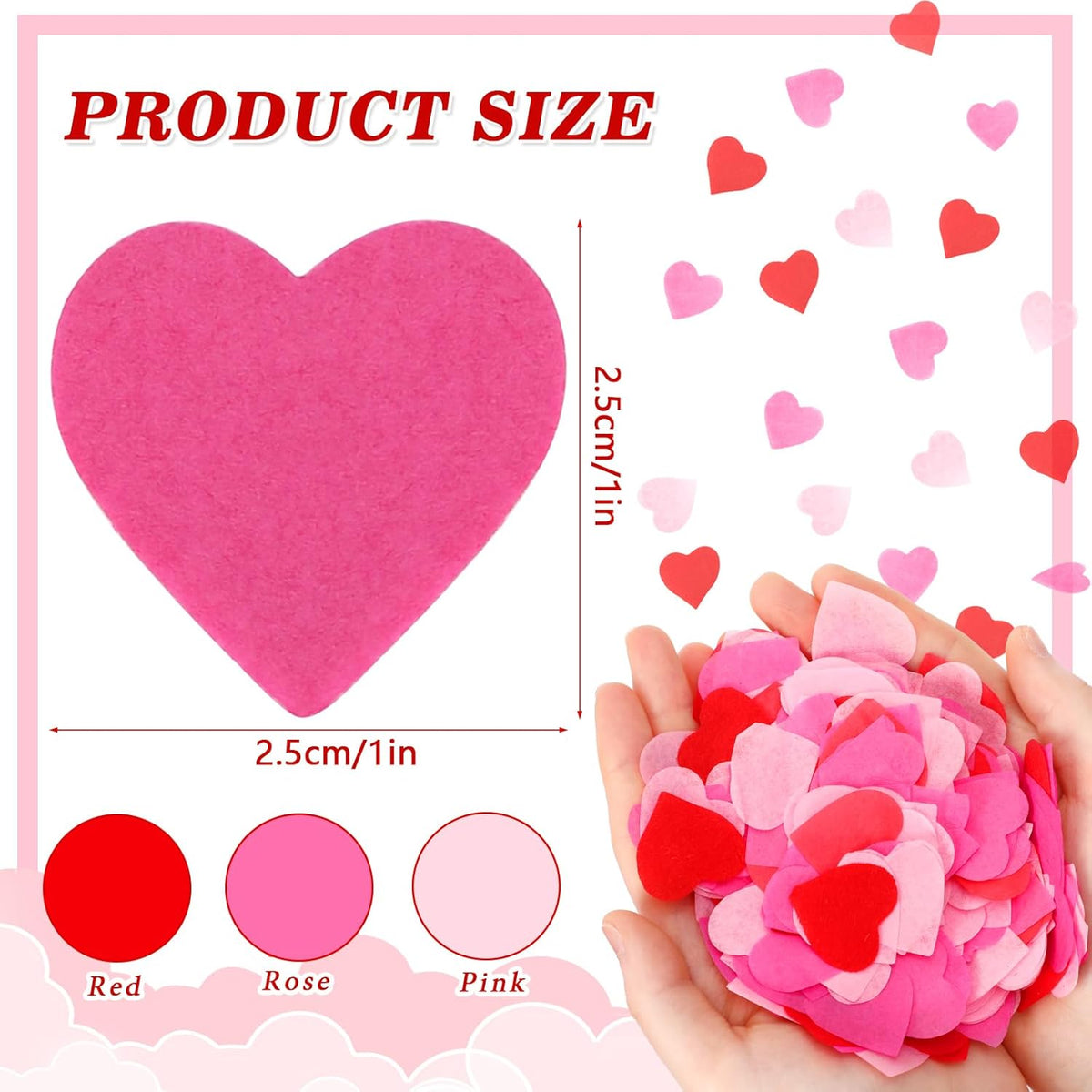 MARFOREVER Valentine's Day Heart Paper Confetti, Red Heart Tissue Decorations Valentine Party Scatter Table Confetti Sprinkles Hearts for Balloons Wedding Birthday Festival Supplies