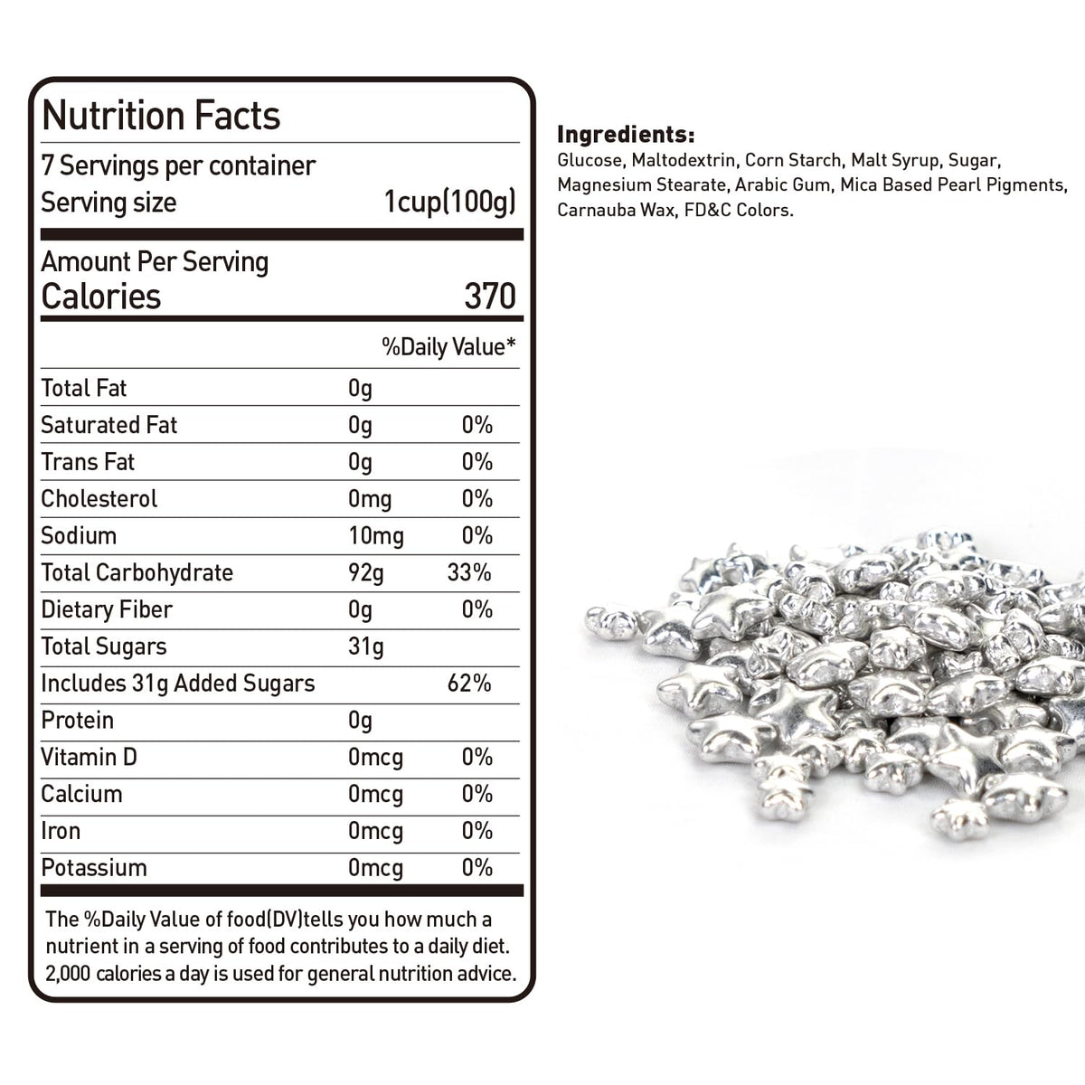 Dazzjoy Edible Silver Star Sugar Sprinkles, 4.23oz, Mix Size, Candy Star Sprinkles for Cake Decorations and Cupcake Toppers, Ice Cream, Wedding Party Valentines Easter Supplies