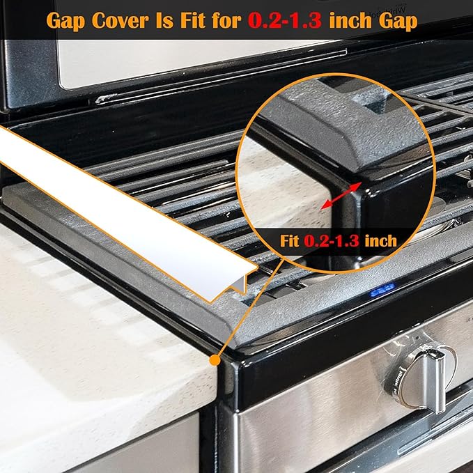 Silicone Stove Counter Gap Cover Kitchen Counter Gap Filler Transparent 25" Long Gap Filler Sealing Spills between Kitchen Appliances Washing Machine and Stovetop, Set of 2 (Clear)