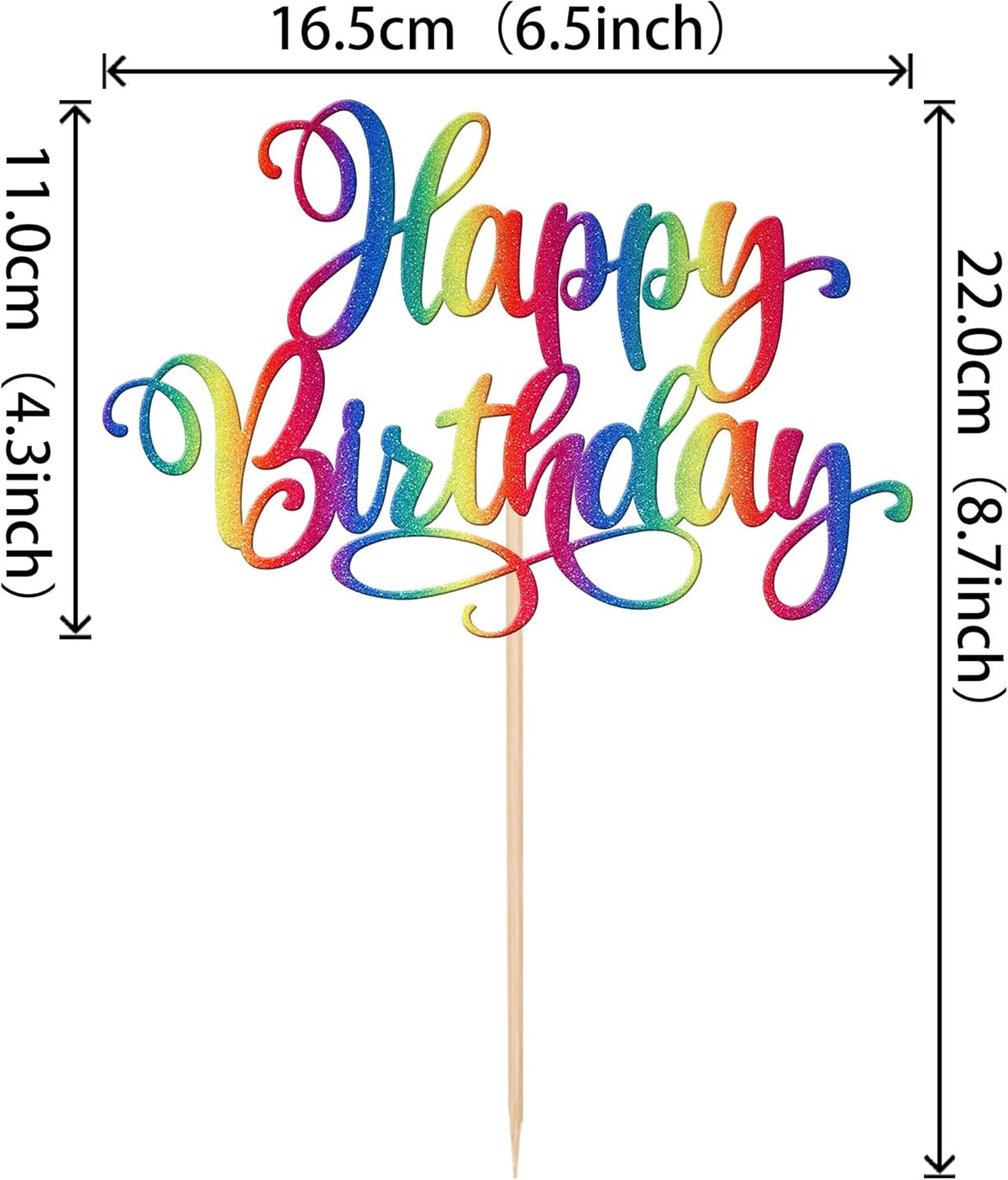 ZHUOWEISM 1 PCS Happy Birthday Cake Topper Glitter Happy Birthday Cake Pick for Celebrating Happy Birthday Anniversary Party Cake Decorations Supplies Colorful