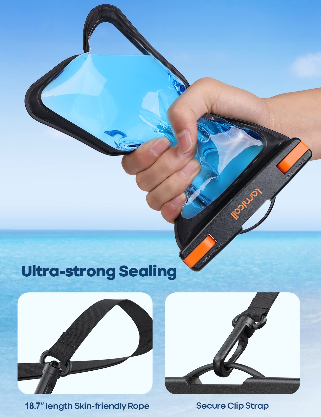 Lamicall Large Size Waterproof Phone Pouch, [2 Pack][ Big Case Friendly ]