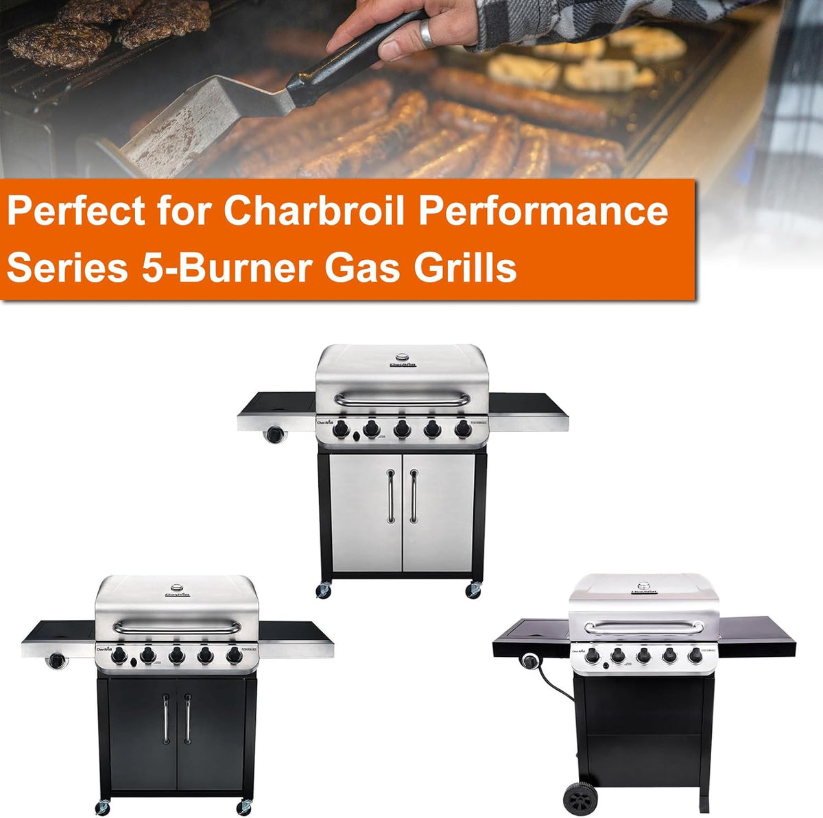 Full-Size Griddle Inserts for Charbroil Performance 5 Burner, Flat Top Griddle for Charbroil Grill 463275517 463243518 463243519 463275717 463372017 463348017, Replace for G470-0002-W1 G470-0003-W1