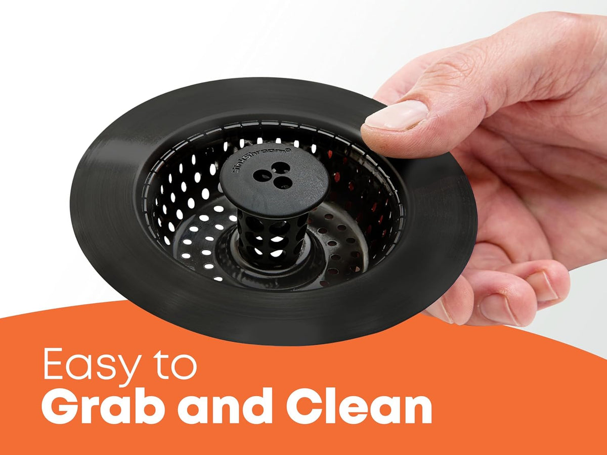 Kitchen SinkShroom Clog-Free Kitchen Sink Drain Strainer with Stopper - Sink Protector for Kitchen Sink, Stainless Steel, Matte Black