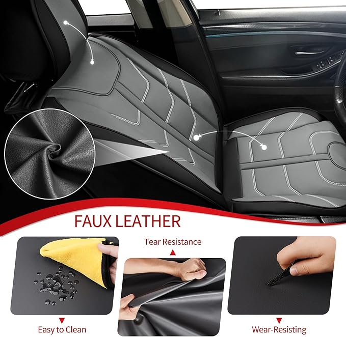 TTX LIGHTING Car Seat Covers fit for Chevrolet Traverse 2018-2026 Front Seat: Premium Leather Automotive Seat Cover with Airbag Compatible Waterproof (2 Seats, Black & Gray)
