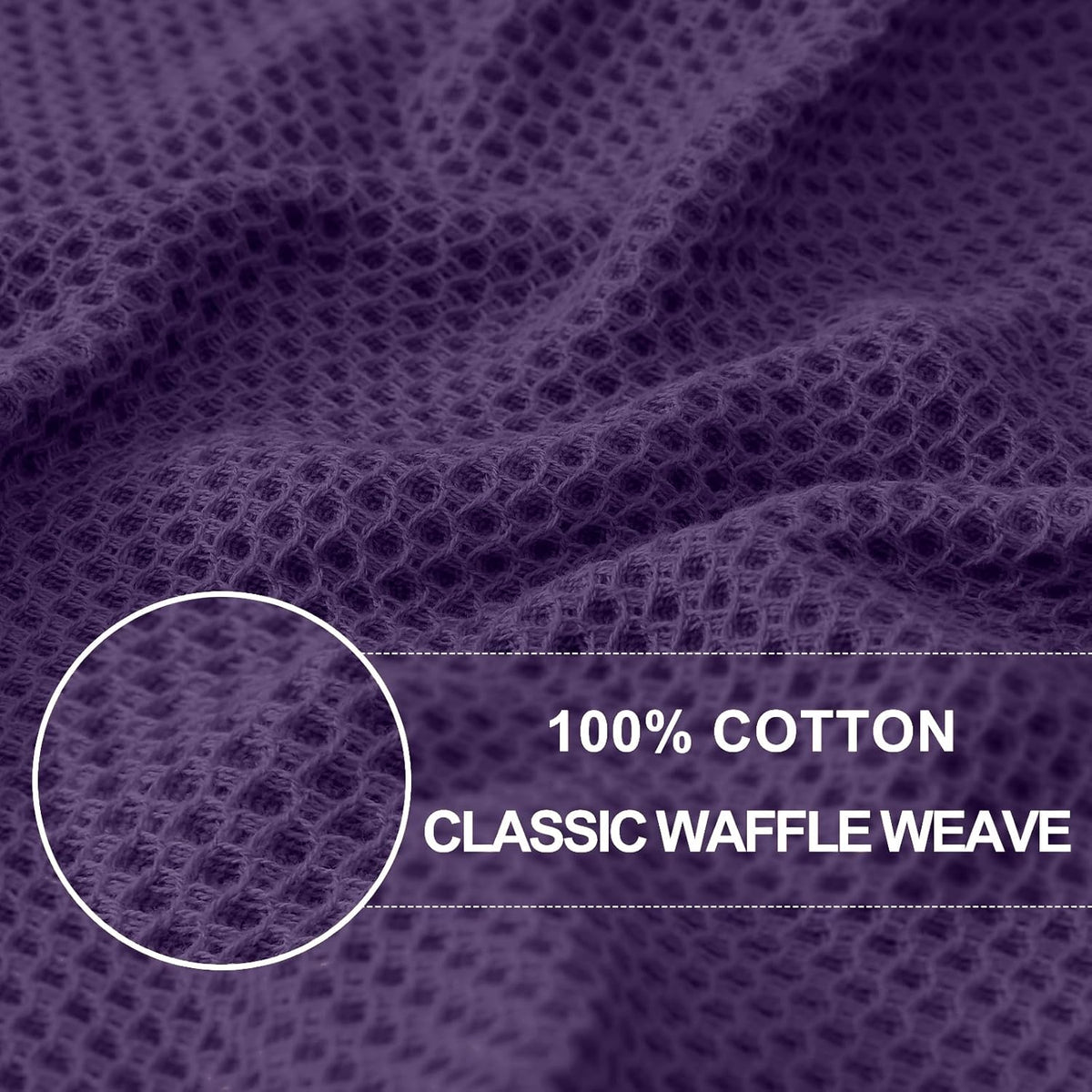 Homaxy 100% Cotton Waffle Weave Kitchen Dish Cloths, Ultra Soft Absorbent Quick Drying Dish Towels, 12 x 12 Inches, 8-Pack, Eggplant