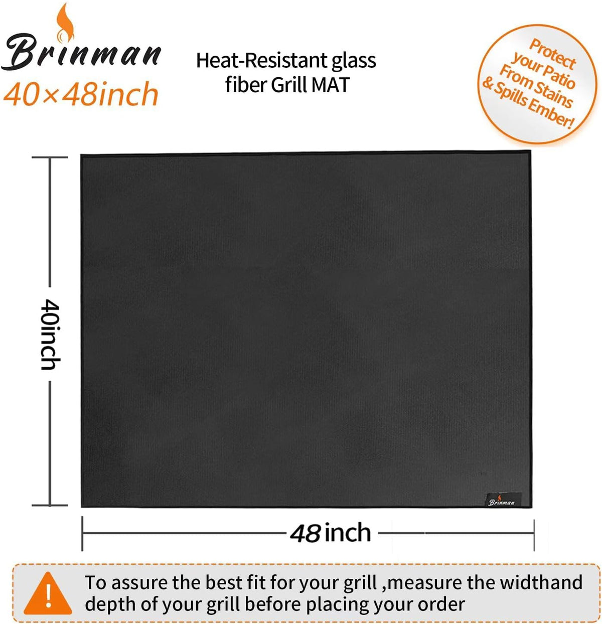 Under Grill Mats for Outdoor Grill - 48x40 Inch BBQ Mat for Under Barbecue - Double-Sided Fireproof Patio & Deck Protector Mat - Fire Pit Mat -Oil-Proof Grill Floor Pads - Stove Mat Patio Accessories