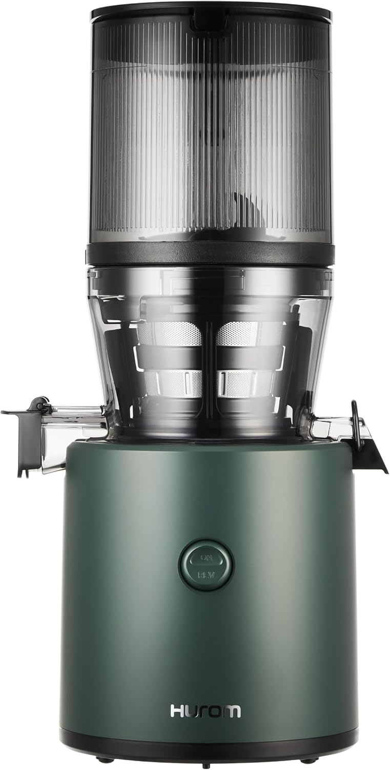 Hurom H320 Cold Press Juicer Machine, Easy to Clean Masticating Slow Juicer, Coarse Strainers, Self-Feeding, Hands Free, Family Size, Quiet Motor, Easy Assembly (Kale/Dark Green)