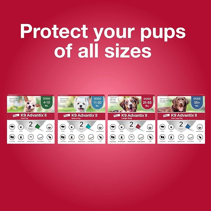 K9 Advantix II Medium Dog Vet-Recommended Flea, Tick & Mosquito Treatment & Prevention | Dogs 11-20 lbs. | 1-Mo Supply (Pack of 3)