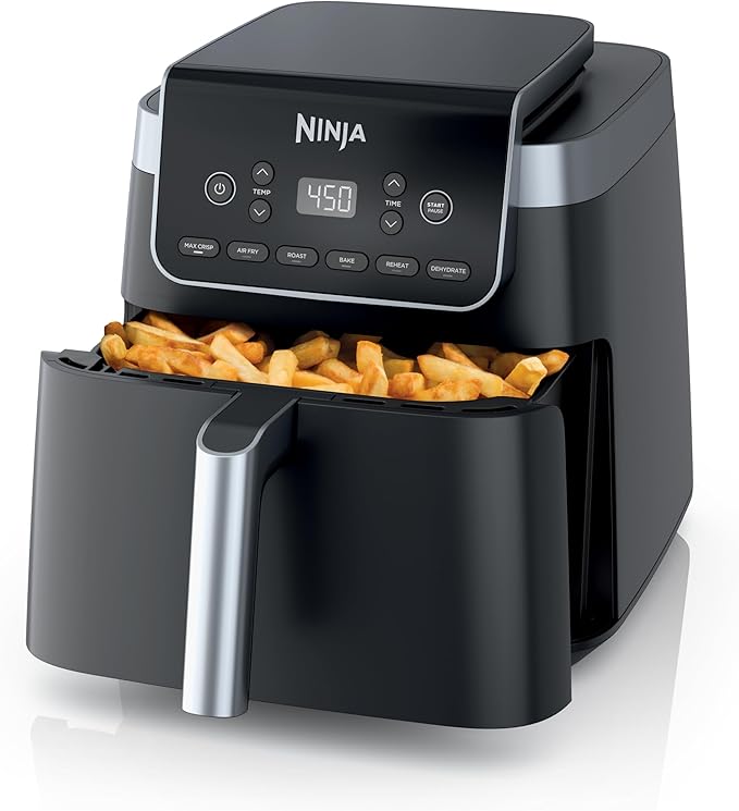 Ninja | Air Fryer | 6.5 QT Pro XL Capacity fits 9lbs of Wings | 6-in-1 Max Crisp, Air Fry, Roast, Bake, Reheat & Dehydrate | Nonstick Basket, Crisper Plate & Recipe Guide | Grey | AF181