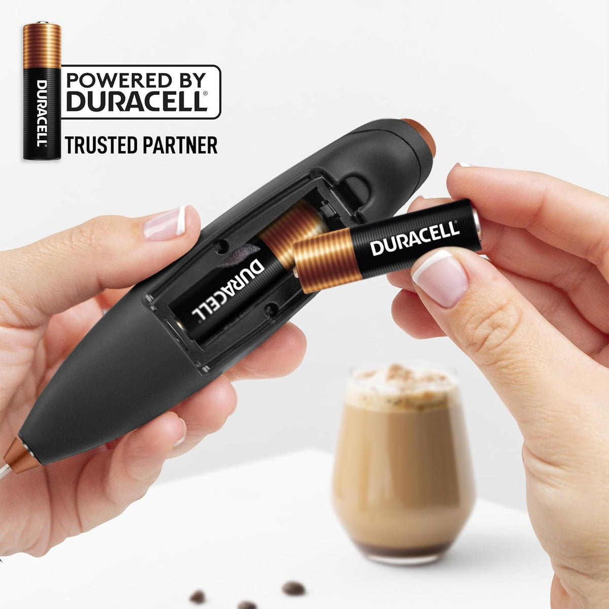 Zulay Kitchen Patented Tornado Triple Whisk Milk Frother with 4 Duracell Batteries – Handheld Foam Maker for Coffee, Lattes, Matcha & Hot Chocolate – Rich, Creamy Froth in Seconds