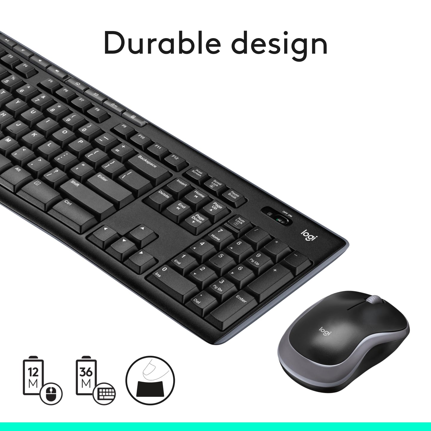Logitech MK270 Full Size Wireless Keyboard and Mouse Combo - Black
